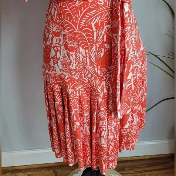 Diane Von Furstenberg, Shilo Silk Orange White Tropical Wrap Dress, Size 2 - Picture 7 of 11